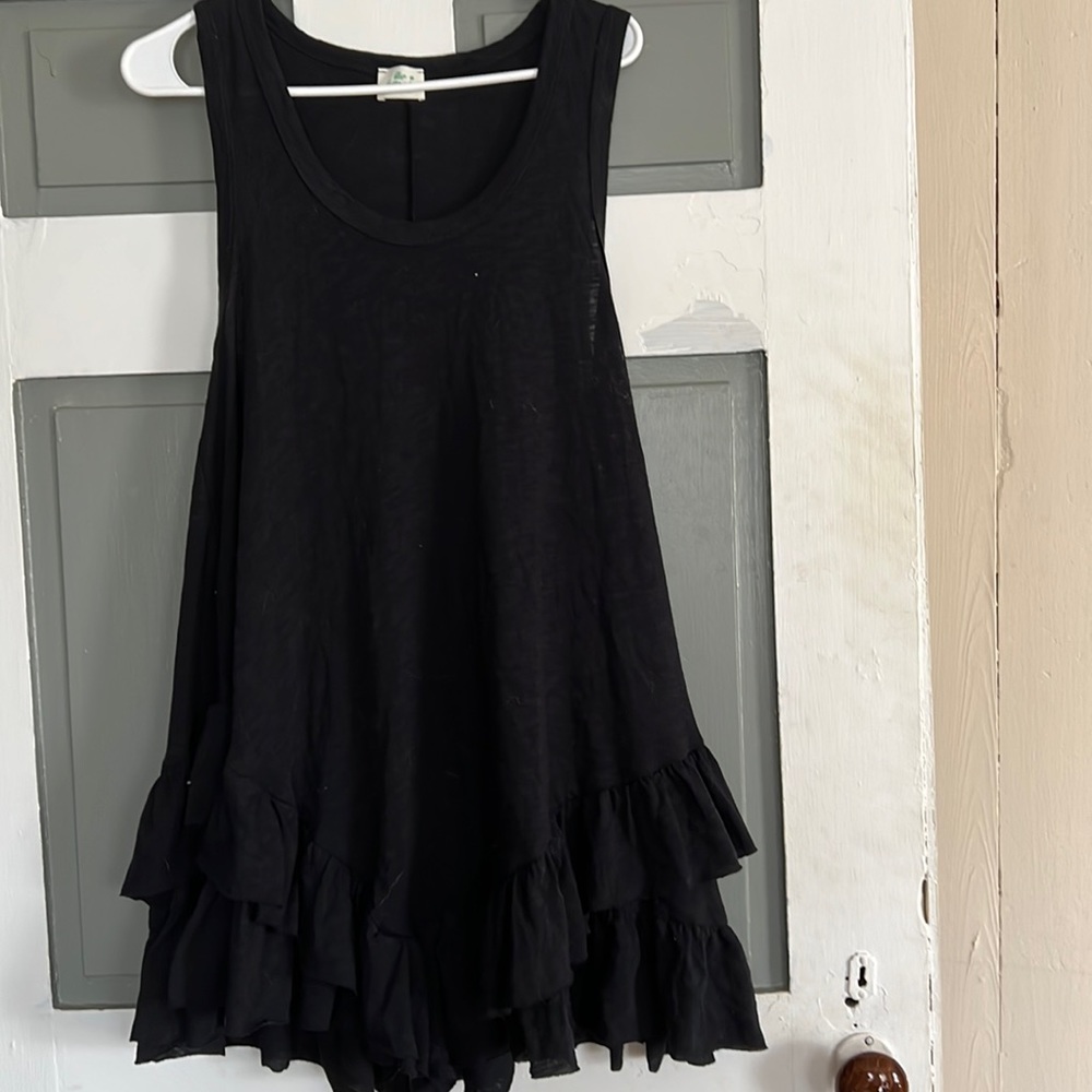Black size Small black tank dress with ruffled bottom.